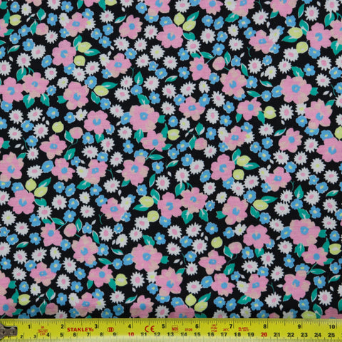 (53C) Pink Floral Spun Polyester (54") | Fabric | Fabric, floral, limited, new, pink, Sale, spun polyester | Fabric Styles