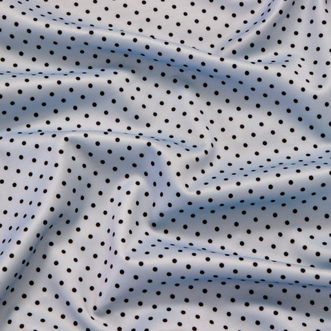 FS1177 Baby Blue Polka dots Print Scuba Stretch Knit Fabric | Fabric | blue, dots, drape, Fabric, fashion fabric, New, Polka Dots, Scuba | Fabric Styles