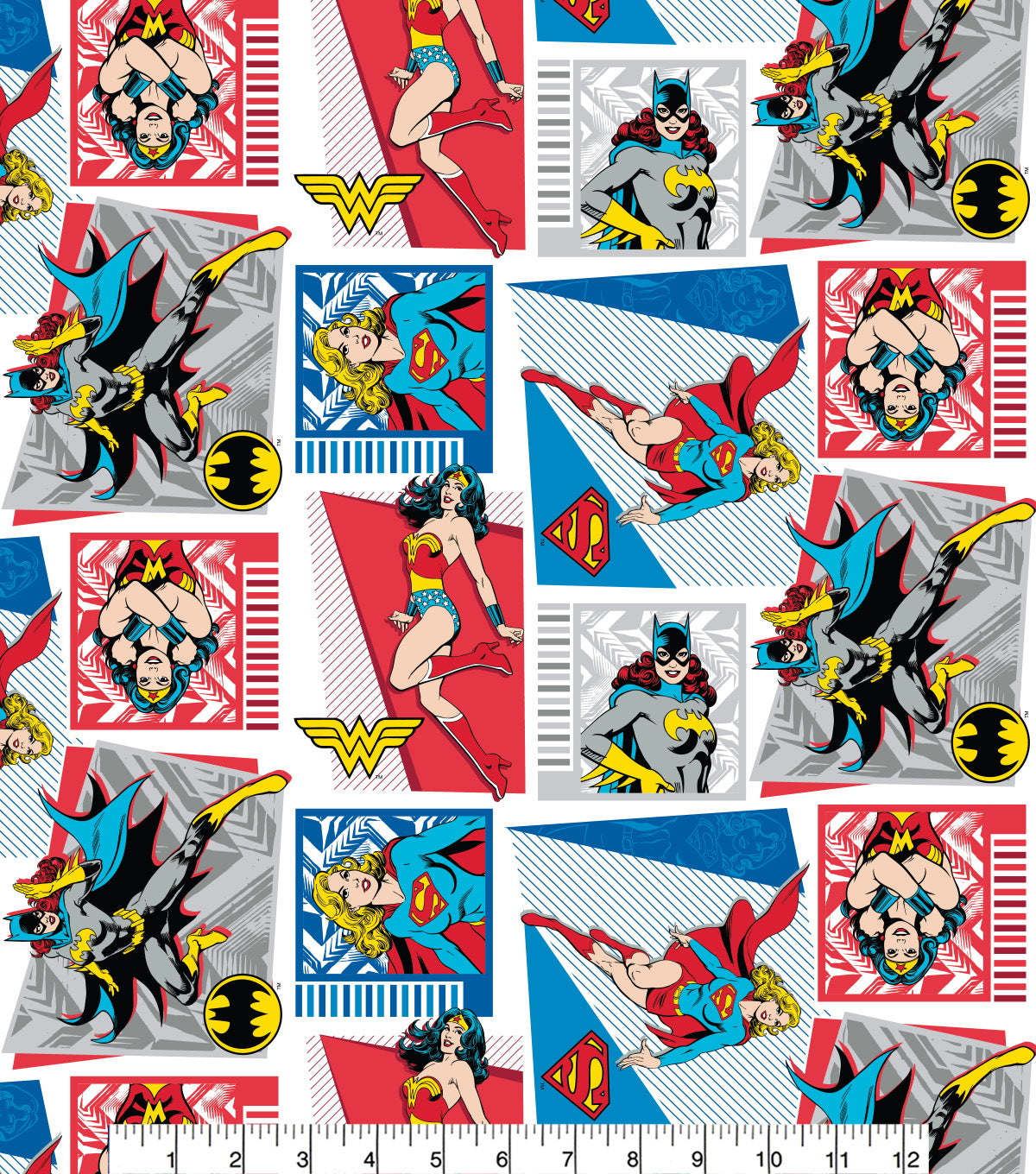 FS783_6 Heroines Stacked Original Heroes | Fabric | Batman, Batwoman, Blue, Brand, Branded, Children, comic, comics, Cotton, Cotton SALE, dc, drape, Fabric, fashion fabric, flash, hero, Kaboom, Kids, Light blue, logo, making, man, Navy, Pow, super, superhero, Superman, superwoman | Fabric Styles