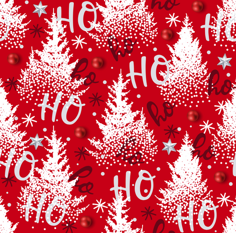 FS1069 Christmas Ho Ho Ho Cotton Fabric Red | Fabric | 100% Cotton, Christmas, Cotton, drape, Fabric, fashion fabric, making, Reindeer, Santa, sewing, Sledge, sleigh, Stars, xmas | Fabric Styles