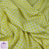 FS130_4 Yellow Gingham Print Scuba Stretch Fabric Yellow | Fabric | checks, Discounted, drape, Fabric, fashion fabric, Gingham, jersey, making, Scuba, sewing, Tartan, Yellow | Fabric Styles