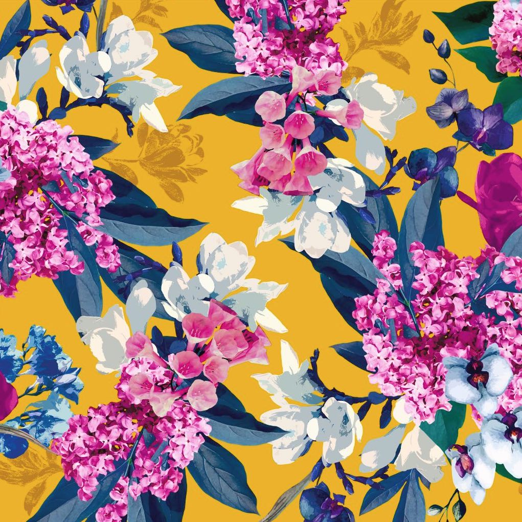 FS352 Delphinium Floral | Fabric | Babywear, Blossom, Daisy, Double Jersey, Dress making, Fabric, fashion fabric, Floral, jersey, Jersey Knit, Pink, Purple, Rompers, Scuba, Skirt, Stretch, Stretchy, Trousers, White | Fabric Styles