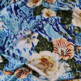 FS690 Snake Floral | Fabric | Activewear, Animal, Blue, Cobra, drape, Fabric, fashion, fashion fabric, Floral, Flower, flowers, Neon, pink, polyester, sale, Skin, Snake, Snake Skin, Snakeskin, spandex, sportswear, stretch, Stretchy, Swim, Swimming, Swimwear | Fabric Styles