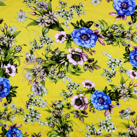 FS775_3 Vintage Flower Rose | Fabric | drape, Fabric, fashion fabric, Floral, jersey, making, sale, sewing, stretch, Stretchy, Viscose, Yellow | Fabric Styles