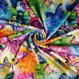 FS204 Multi Colour Rainbow Butterfly | Fabric | Animal, Butterfly, Colorful, Colourful, drape, Dress Fabric, Dress making, Dressmaking Fabric, Fabric, fashion fabric, Flutter, Insect, making, Multi Colour, Multicolor, Multicolour, Rainbow, Scuba, sewing | Fabric Styles