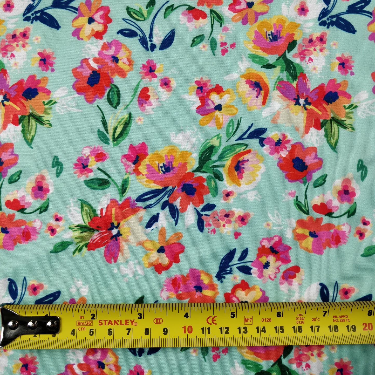 FS216 Mint Watercolour Orange Floral | Fabric Styles