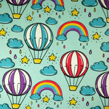 FS256 Funfair Hot Air Balloon | Fabric | Air Balloon, Blue, Child, Children, Childrens, Cloud, Clouds, Exclusive, Fabric, fashion fabric, Funfair, High Fashion, Hot Air Balloon, Kid, kids, Rain, Rain Drops, Rainbow, Scuba, Star | Fabric Styles