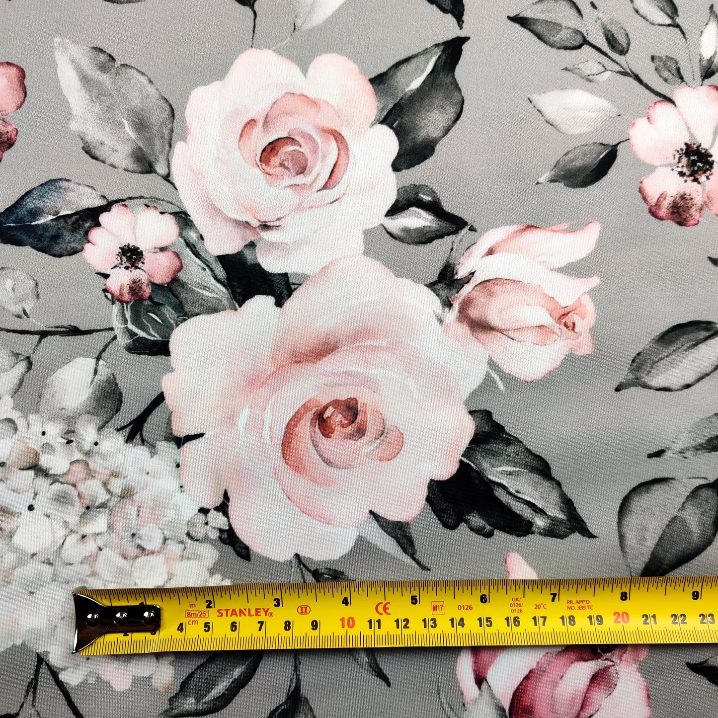 FS426_1 Pastel Floral | Fabric | drape, Fabric, fashion fabric, Floral, Flower, FS426, Grey, Scuba, sewing, Stretchy, Swim, Swimwear | Fabric Styles