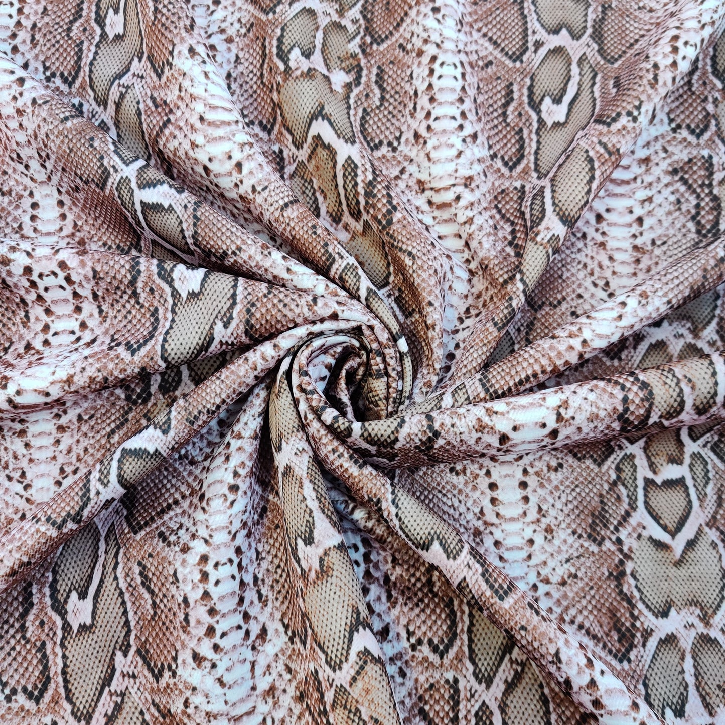 FS062_9 Snake Skin Scuba Stretch Knit Fabric Pink & Brown