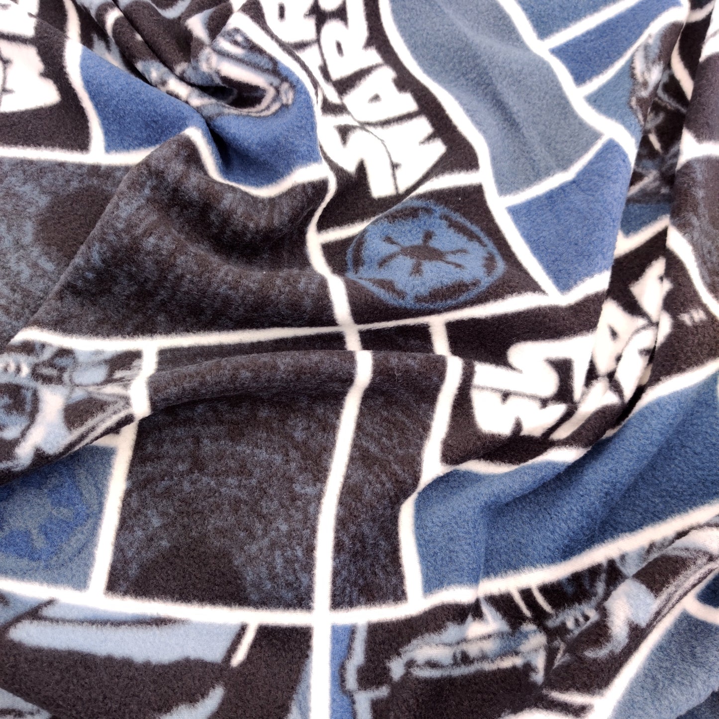 FS598_1 Darth Vader Star Wars Fleece Fabric Blue | Fabric | blue, Brand, Branded, Classic, Classics, Denim, drape, Fabric, fashion fabric, jersey, Light blue, making, Poly Fleece, Robot, sewing, Skirt, Star Wars, Stretchy, Watercolour | Fabric Styles