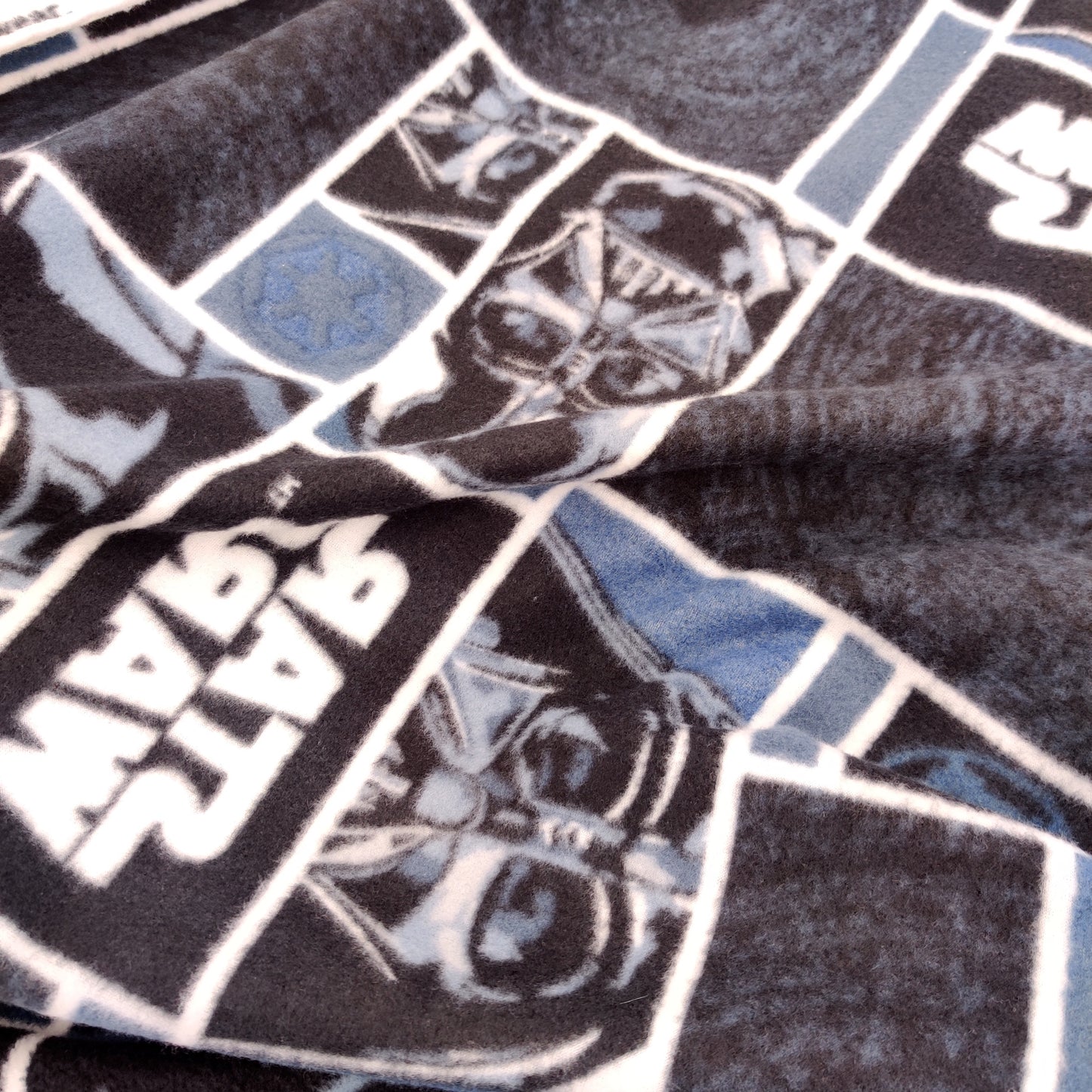 FS598_1 Darth Vader Star Wars Fleece Fabric Blue | Fabric | blue, Brand, Branded, Classic, Classics, Denim, drape, Fabric, fashion fabric, jersey, Light blue, making, Poly Fleece, Robot, sewing, Skirt, Star Wars, Stretchy, Watercolour | Fabric Styles