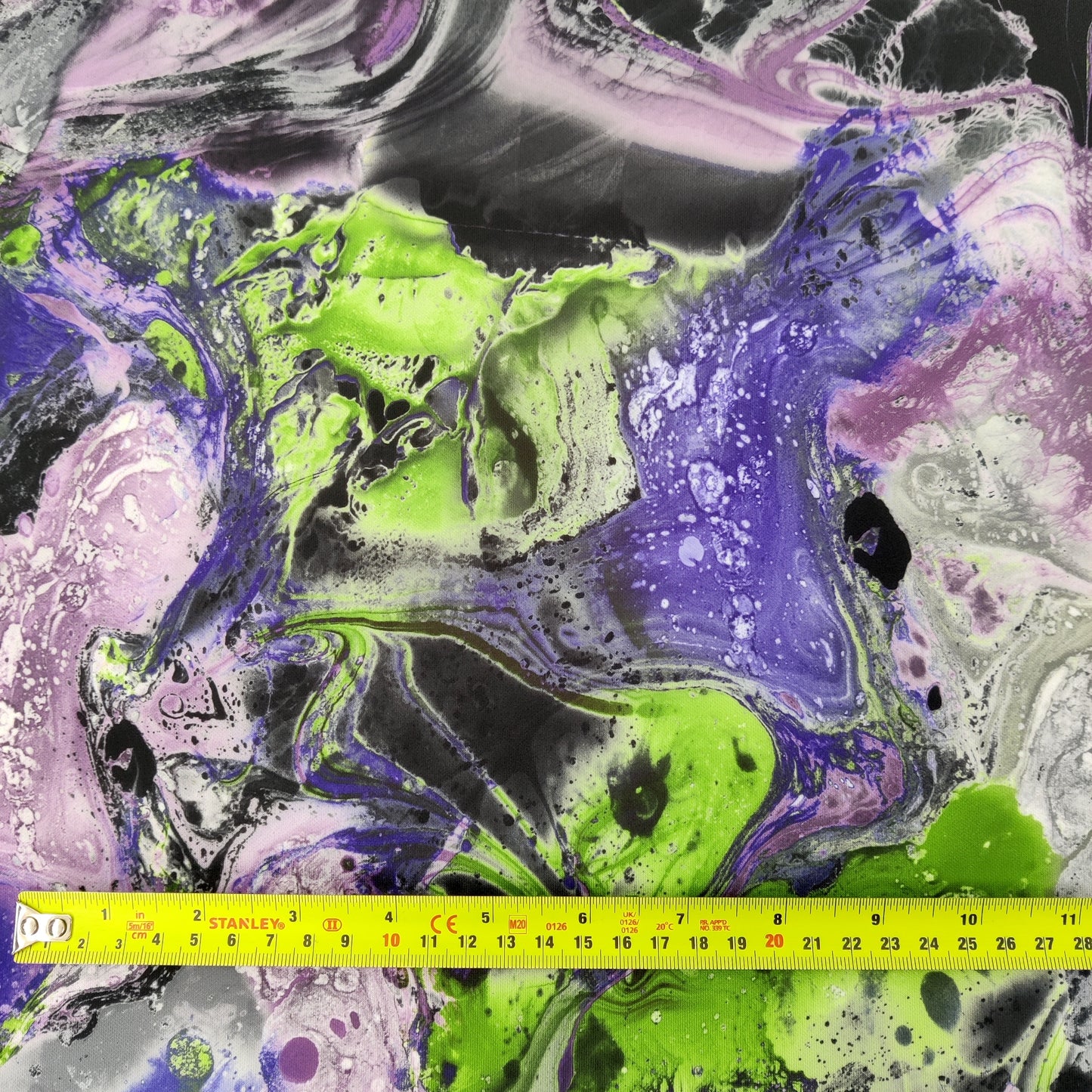 Tie Dye Marble Lightweight Scuba Stretch Fabric Black White