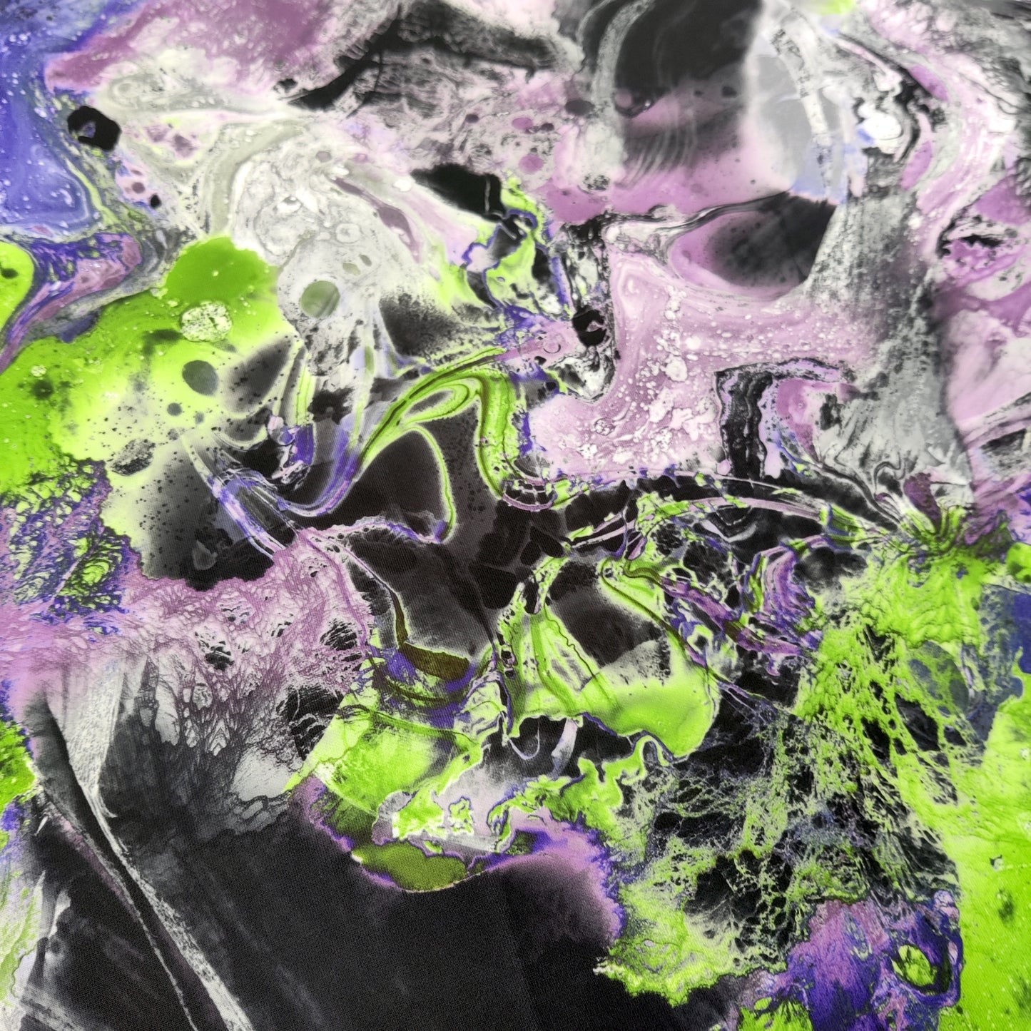 Tie Dye Marble Lightweight Scuba Stretch Fabric Black White