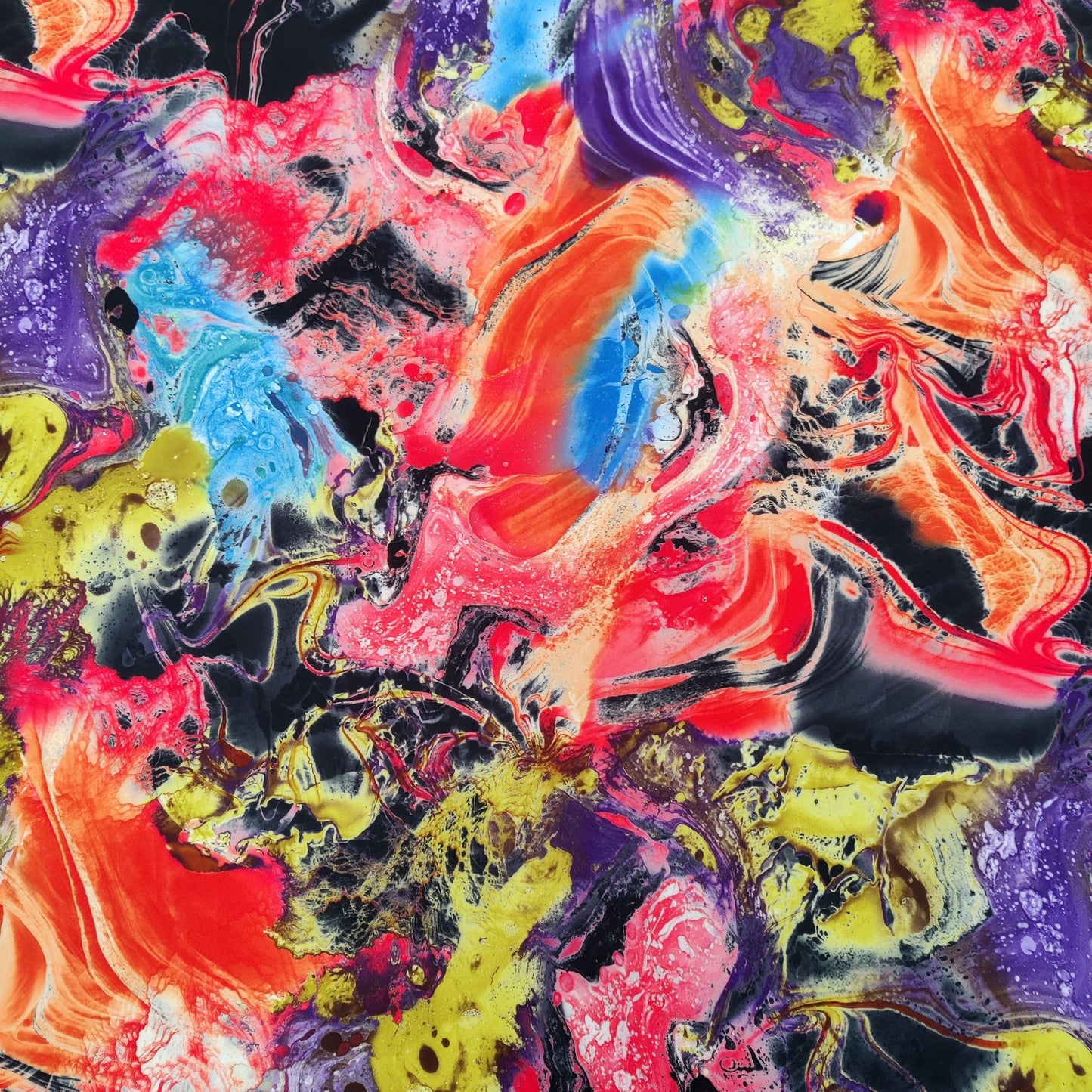 Tie Dye Marble Lightweight Scuba Stretch Fabric Black White
