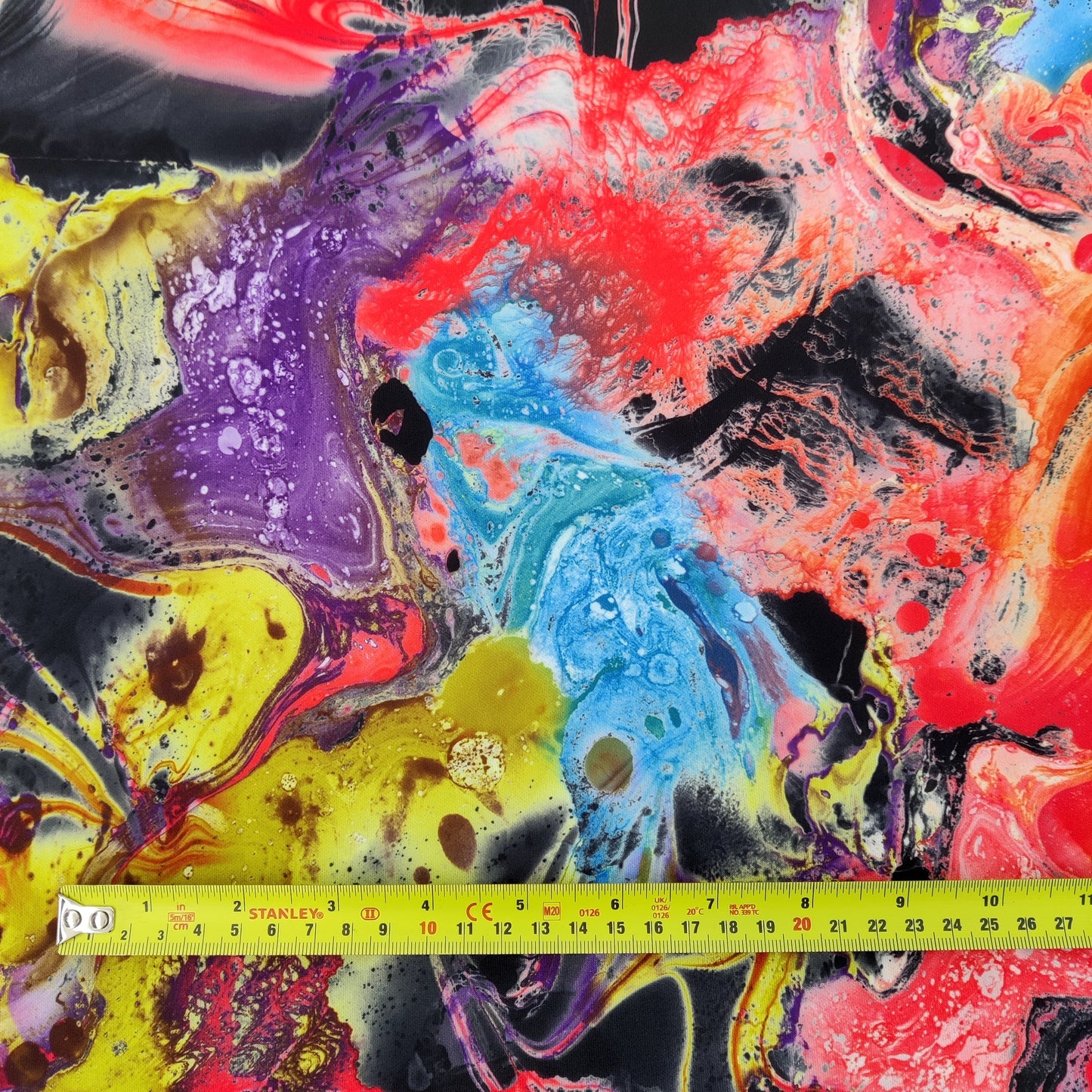 Tie Dye Marble Lightweight Scuba Stretch Fabric Black White