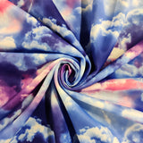 FS113 Clouds Tie Dye Scuba Velvet & Spandex Stretch Knit Fabric Blue Purple Pink Black