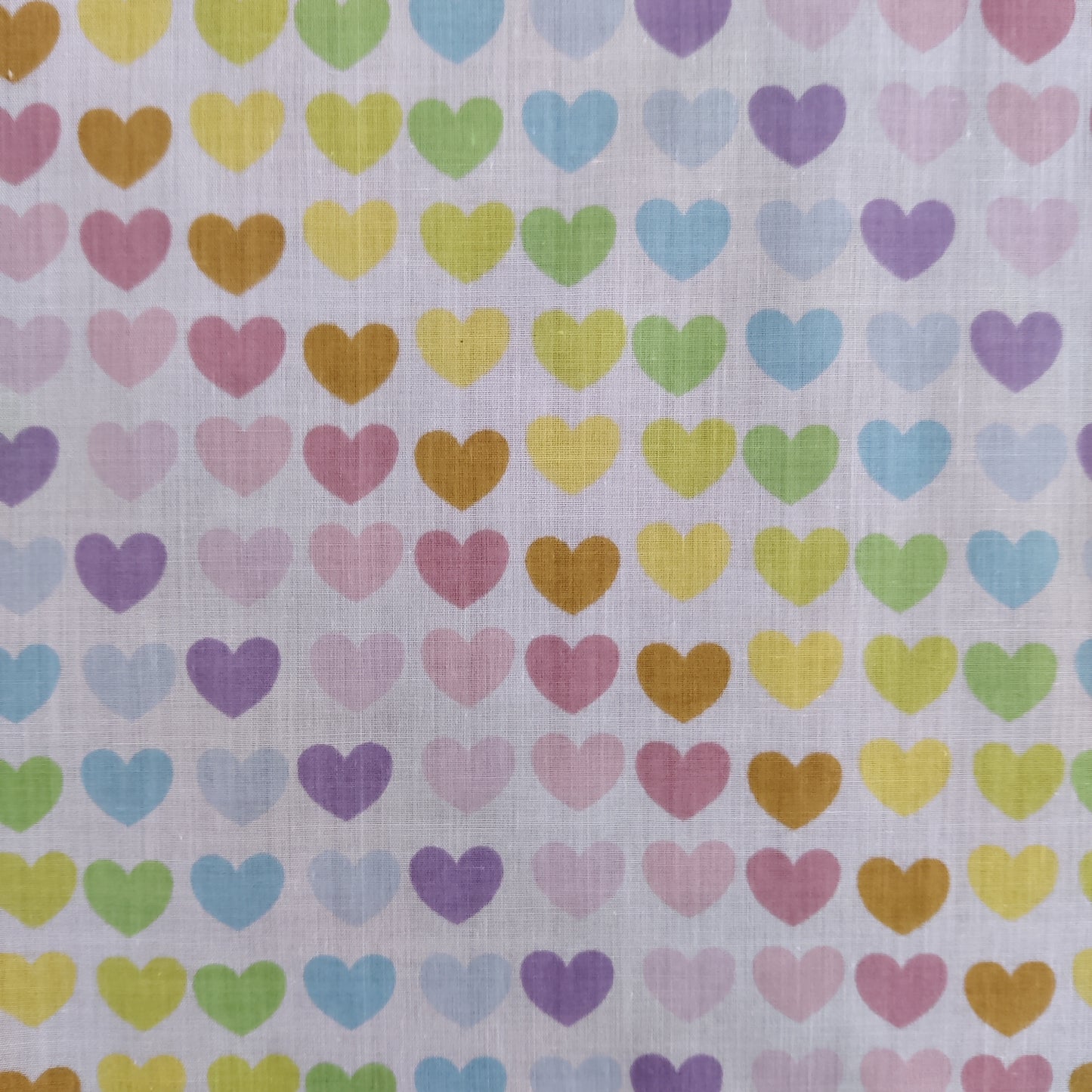 FS886 Pastel Rainbow Hearts Polycotton | Fabric | Children, Fabric, fashion fabric, Kid, Kids, making, Multicolour, Poly, Poly Cotton, Rainbow, Sale, sewing, Skirt, White | Fabric Styles