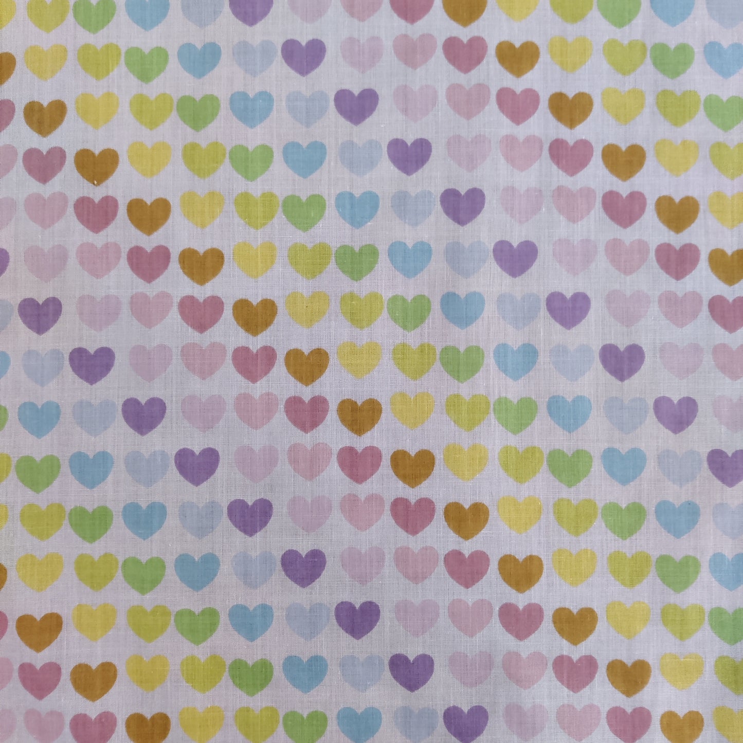 FS886 Pastel Rainbow Hearts Polycotton | Fabric | Children, Fabric, fashion fabric, Kid, Kids, making, Multicolour, Poly, Poly Cotton, Rainbow, Sale, sewing, Skirt, White | Fabric Styles