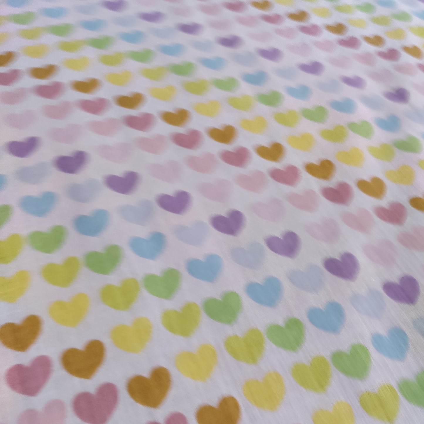 FS886 Pastel Rainbow Hearts Polycotton | Fabric | Children, Fabric, fashion fabric, Kid, Kids, making, Multicolour, Poly, Poly Cotton, Rainbow, Sale, sewing, Skirt, White | Fabric Styles