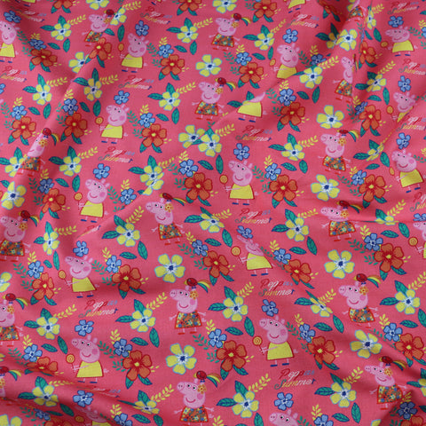 FS891_3 Peppa Pig Summer Flowers Cotton | Fabric | Animal, Baby, Ball, Beach, Bob, Brand, Branded, Cartoon, Cartoon Network, Children, comic, comics, Cotton, Cotton SALE, Fabric, fashion fabric, George, hero, Kids, Light blue, logo, making, Mama Pig, Pappa, Pappa Pig, Peppa, Peppa Pig, Pig, Poppa Pig, Surf | Fabric Styles