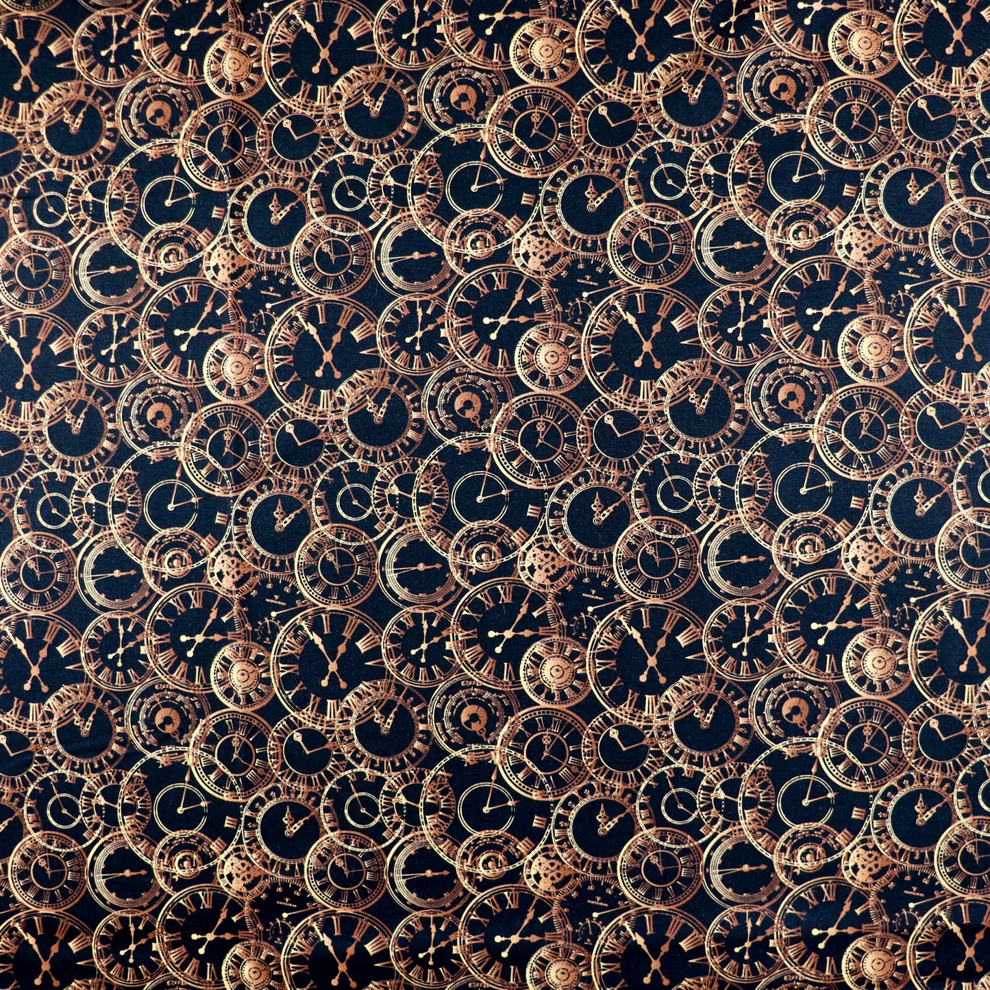 FS659 Steampunk Clocks Cotton Fabric Black | Fabric | blue, celebration, children's, Cotton, Fabric, fashion fabric, kids, sewing | Fabric Styles