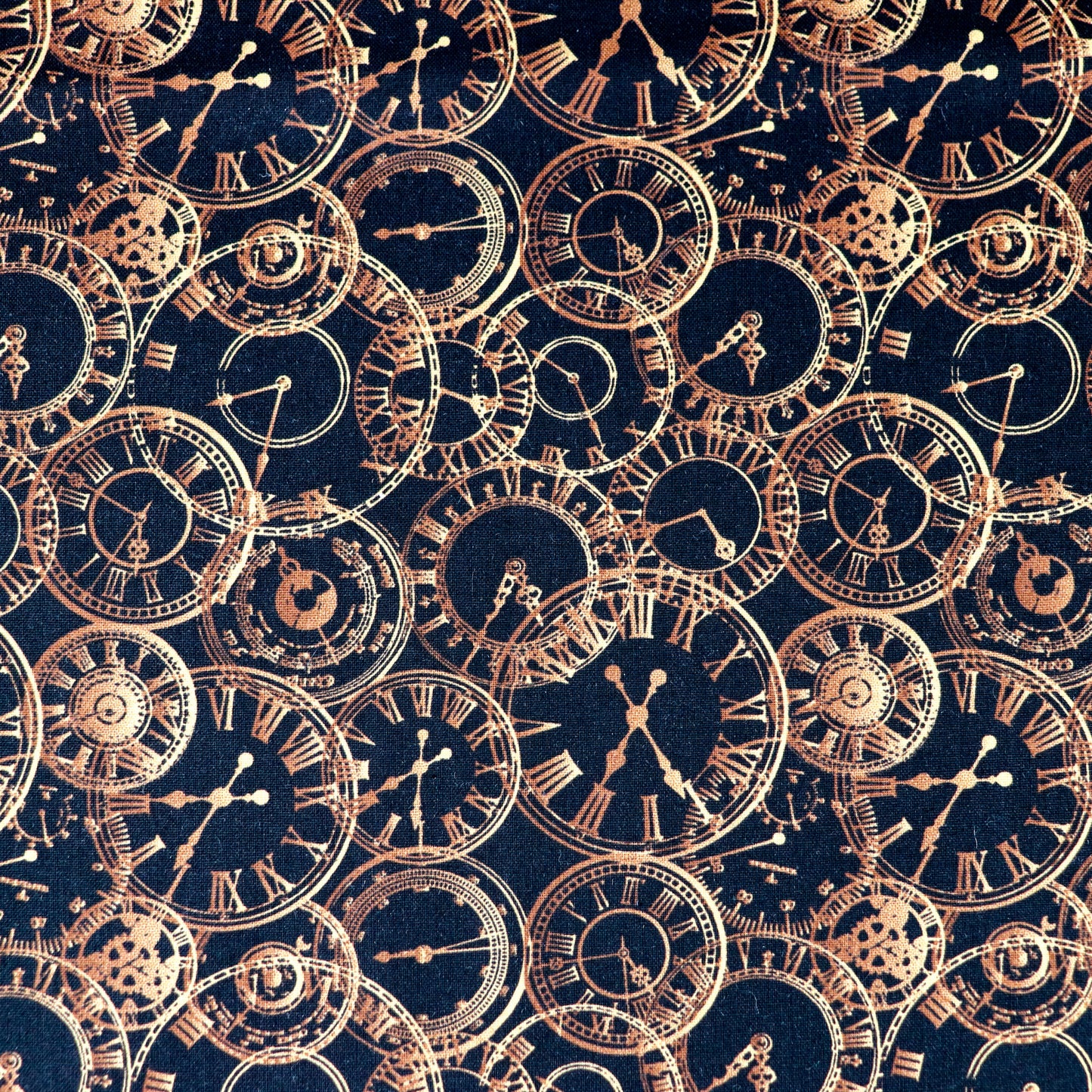 FS659 Steampunk Clocks Cotton Fabric Black | Fabric | blue, celebration, children's, Cotton, Fabric, fashion fabric, kids, sewing | Fabric Styles
