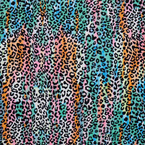 FS1128 Colour Burst Leopard Velvet Stretch Knit Fabric | Fabric | Animal, fabric, Leopard, Multicolour, purple, rainbow, Velour, Velvet | Fabric Styles