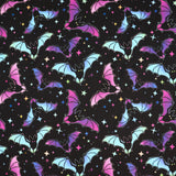 FS1124 Spooky Bats Tie Dye Scuba Jersey Stretch | Fabric | Bats, black, halloween, New, scuba, Spooky | Fabric Styles
