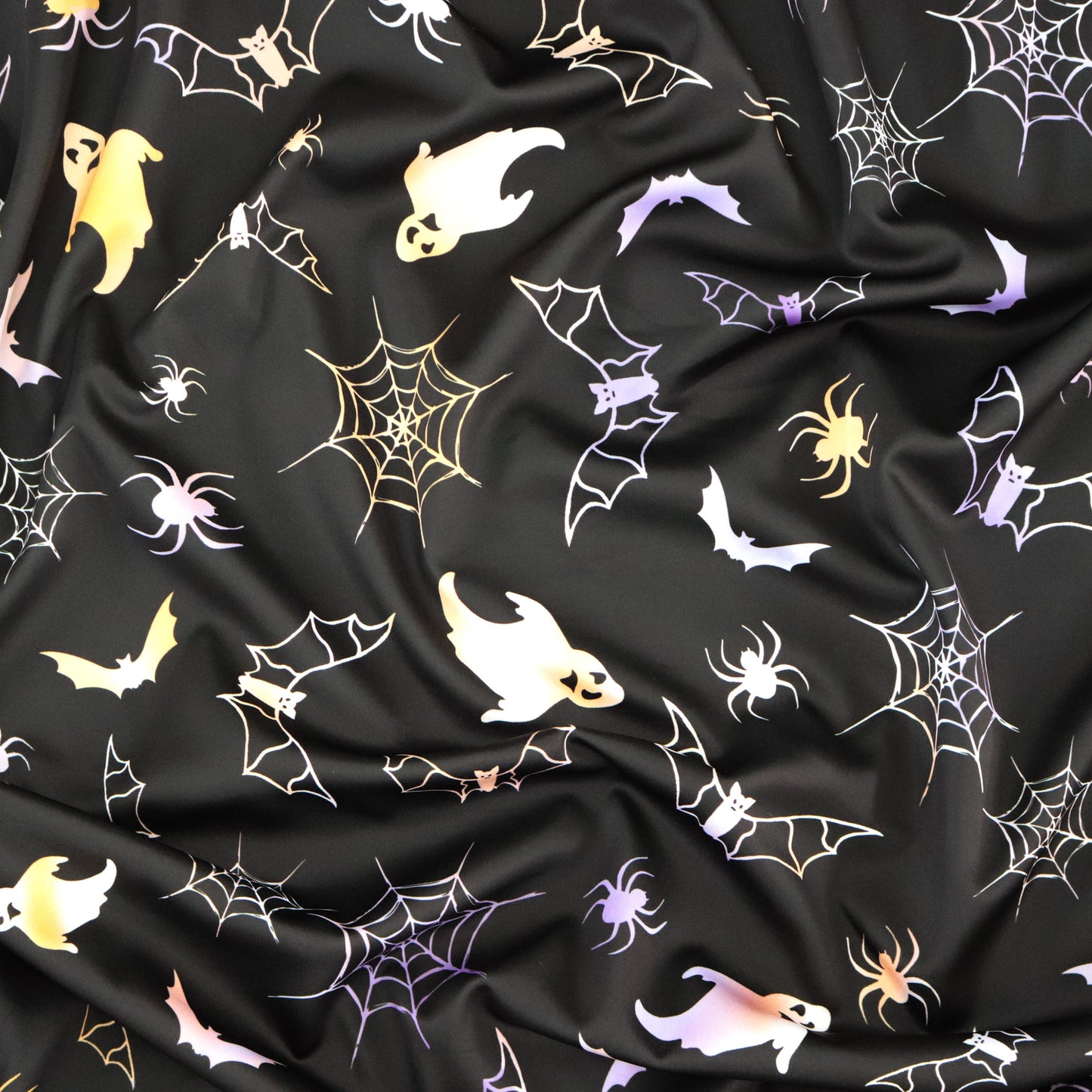 FS1127 Halloween Nightfall Scuba Jersey Stretch | Fabric | Bats, black, halloween, scuba, Spooky, Webs | Fabric Styles