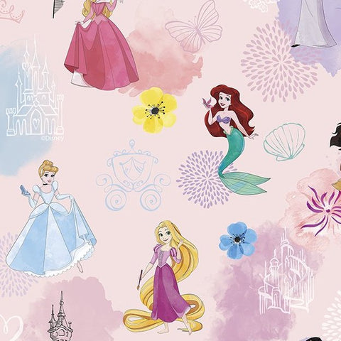 FS765_2 Disney Pink Princess Mermaid | Fabric | blue, Brand, Branded, Children, Cinderella, Cotton, Disney, drape, elsa, Fabric, fashion fabric, Kids, Light blue, little Mermaid, making, Mermaid, Moanna, Pink, Princess, Princesses, sewing, Skirt, Snow White | Fabric Styles