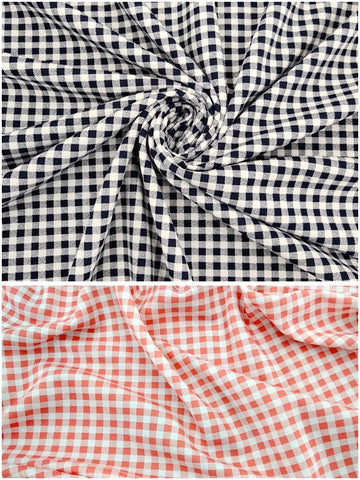 FS130 Gingham Scuba Stretch Fabric Pink & Navy | Fabric | checks, drape, Fabric, fashion fabric, Gingham, jersey, making, Navy, Pink, SALE, Scuba, sewing, Tartan | Fabric Styles