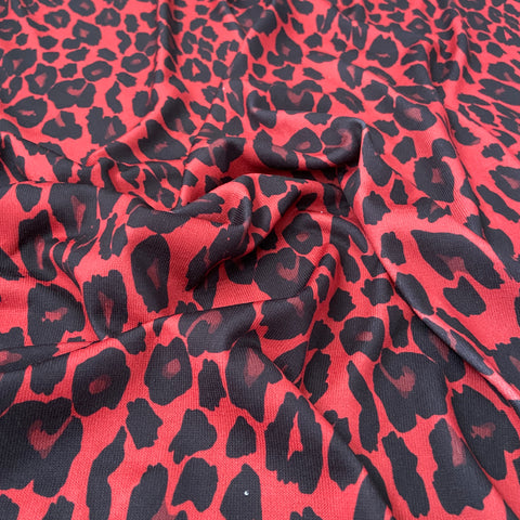 FS645_1 Red Leopard Knitwear | Fabric | Animal, blue, drape, elastane, Fabric, fashion fabric, FS645, jersey, Knit, Knitwear, Leopard, making, Pink, Polyester, purple, sale, sewing, Skirt, Stretchy | Fabric Styles