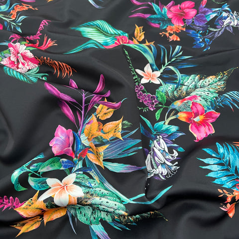 FS1104 Black Floral Scuba Stretch Fabric | Fabric | black, fabric, fashion, fashion fabric, floral, Flower, flowers, petals, scuba, scuba fabric, Small Flowers, Stretch, Stretchy | Fabric Styles