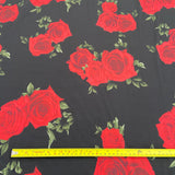 FS564 Rosey Red  ITY Silky Stretch Knit Fabric Black | Fabric | drape, Dress Fabric, Dress making, Dressmaking Fabric, Fabric, fashion fabric, Floral, ITY, making, Pink, Polyester, sale, sewing | Fabric Styles