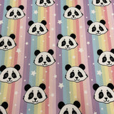 FS906 Panda Rainbow | Fabric | Animal, Animals, drape, Dress making, Fabric, fashion fabric, Galaxy, jersey, Kids, Neon, panda, pandas, Pastel, Pink, Polyester, Rainbow, Scuba, sewing, stars, Stripe, stripes, Tie Die | Fabric Styles