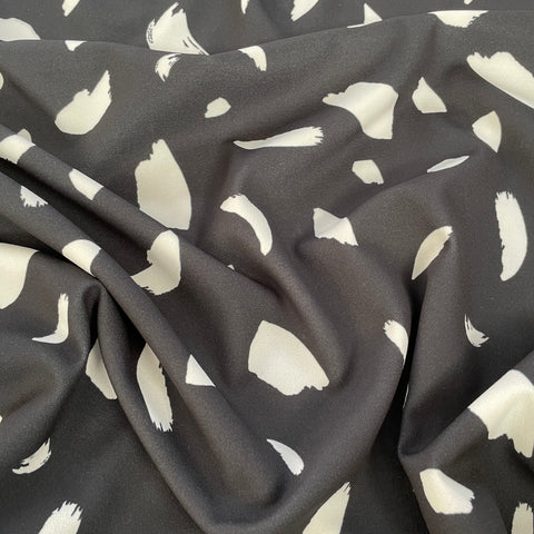 FS879 Paint Strokes Monochrome | Fabric | drape, Dress making, Fabric, fashion fabric, jersey, making, Mono, Monochrome, Polyester, sale, scuba crepe, sewing, Stretch, Stretchy | Fabric Styles