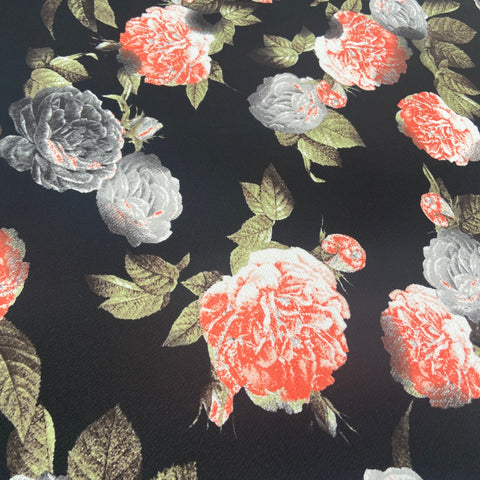 FS519 Floral Liverpool | Fabric | drape, Fabric, fashion fabric, Floral, Floral Leopard, Flower, limited, Liverpool, SALE, sewing, Stretchy, textured, Waffle | Fabric Styles