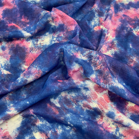 FS676 Blue Tie Dye | Fabric | Blue, drape, elastane, Fabric, fashion fabric, jersey, making, mono chrome, Pastel, Pink, SALE, sewing, stretch, Stretchy, Tie Dye, Viscose, Viscose Elastane, Water Colour | Fabric Styles