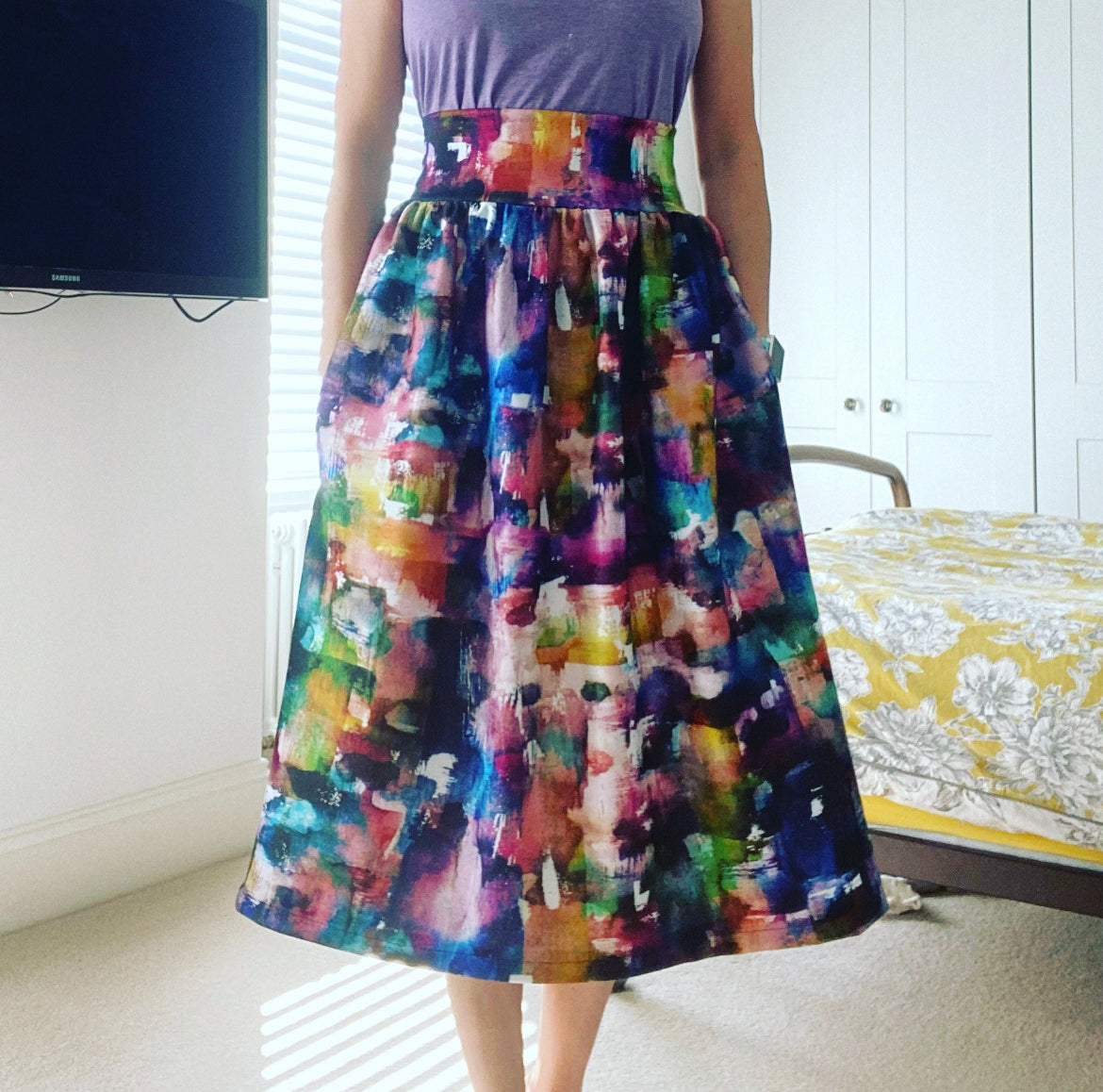 FS458 Rainbow Abstract Paint Strokes | Fabric | Colourful, drape, Fabric, fashion fabric, Nude, paint, paint strokes, Scuba, sewing, Stretchy, tie dye | Fabric Styles