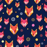 FS273 Geometric Fox | Fabric | Animal, Animals, Blue, Child, Children, Childrens, Exclusive, Fabric, fashion fabric, Fox, Foxes, High Fashion, Kid, Kids, Navy, Red, Scuba, Swirl, Yellow | Fabric Styles