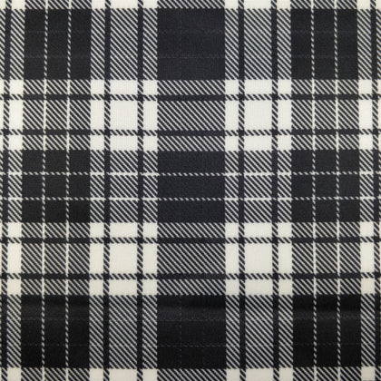 FS146 Black and White Scuba Tartan Fabric
