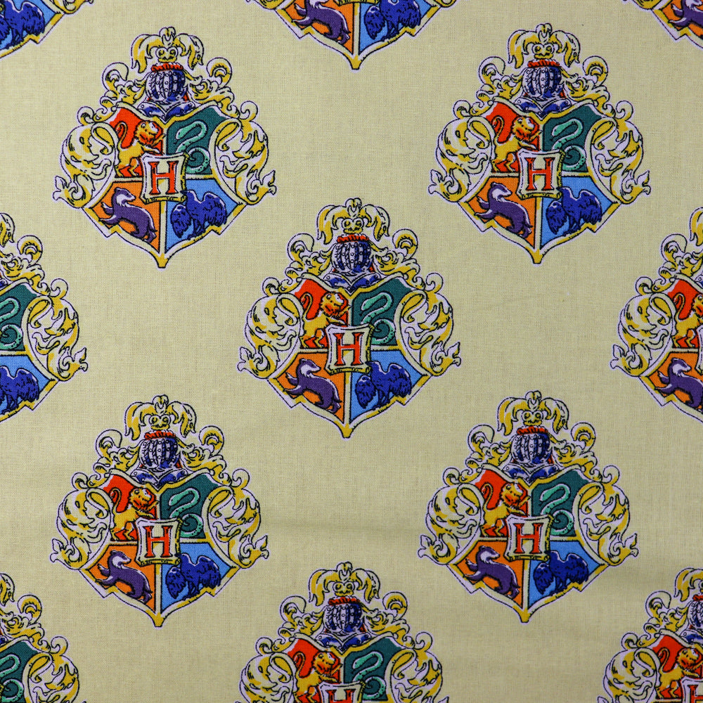 Harry Potter Hogwarts Crest Yellow Cotton Fabric 0.76 Metres
