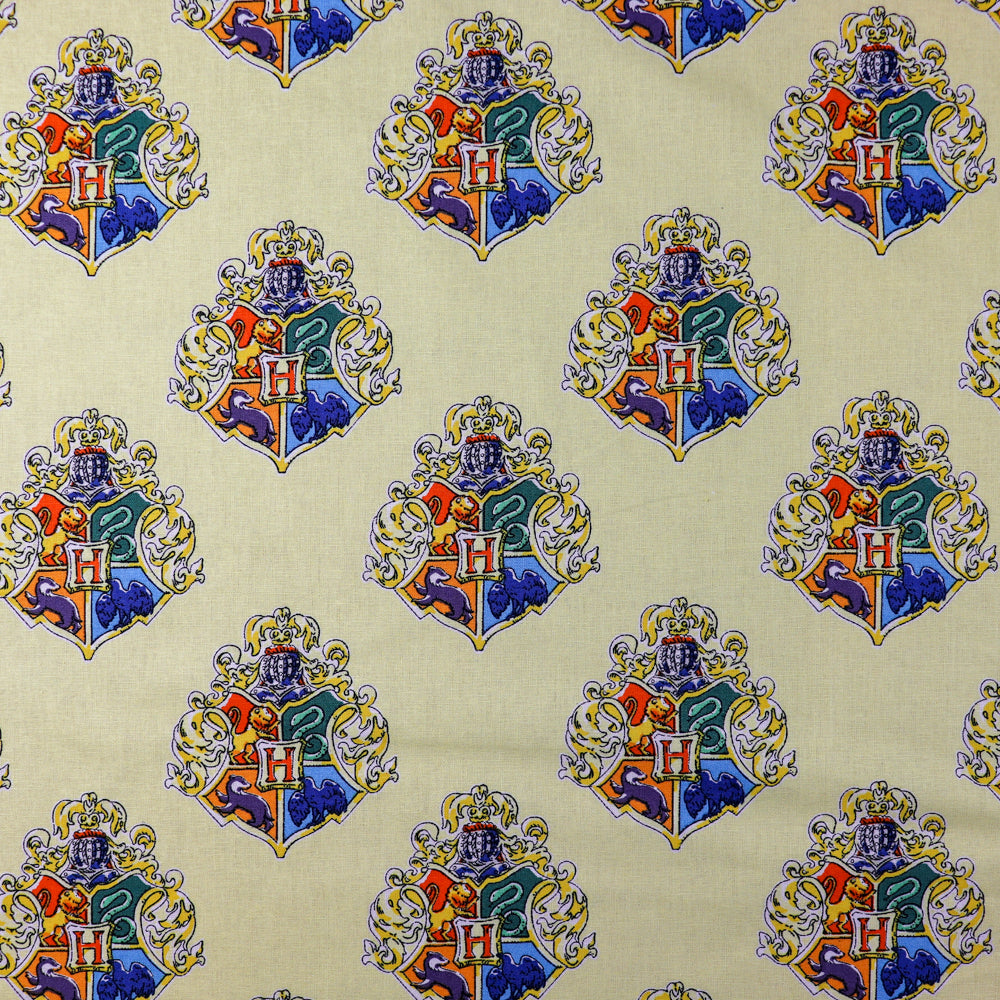 Harry Potter Hogwarts Crest Yellow Cotton Fabric 0.76 Metres