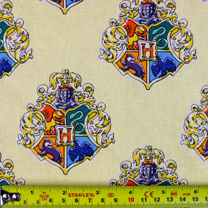 Harry Potter Hogwarts Crest Yellow Cotton Fabric 0.21 Metres