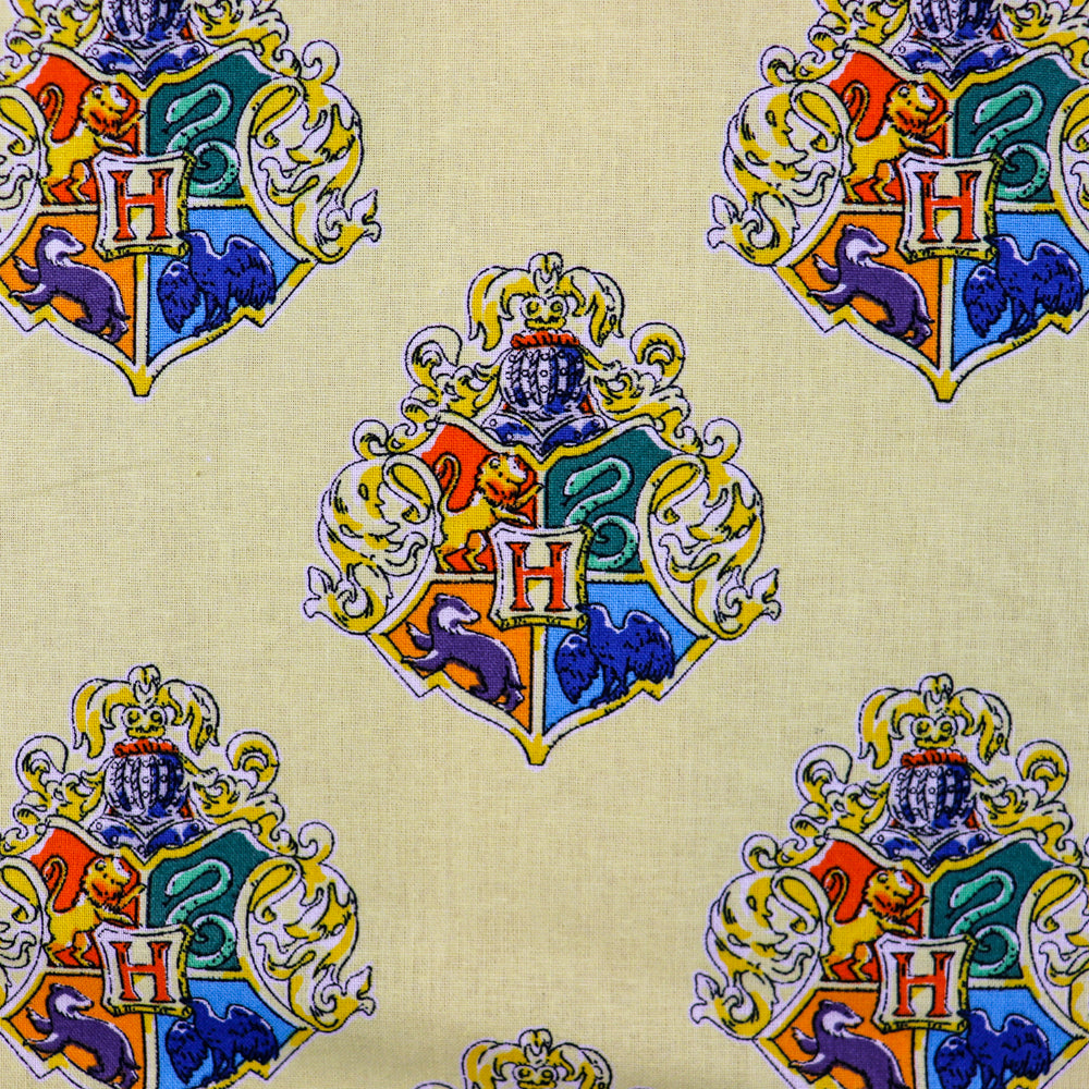 Harry Potter Hogwarts Crest Yellow Cotton Fabric 0.21 Metres