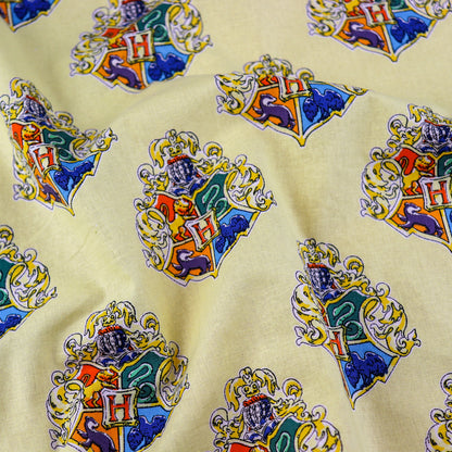 Harry Potter Hogwarts Crest Yellow Cotton Fabric 0.21 Metres