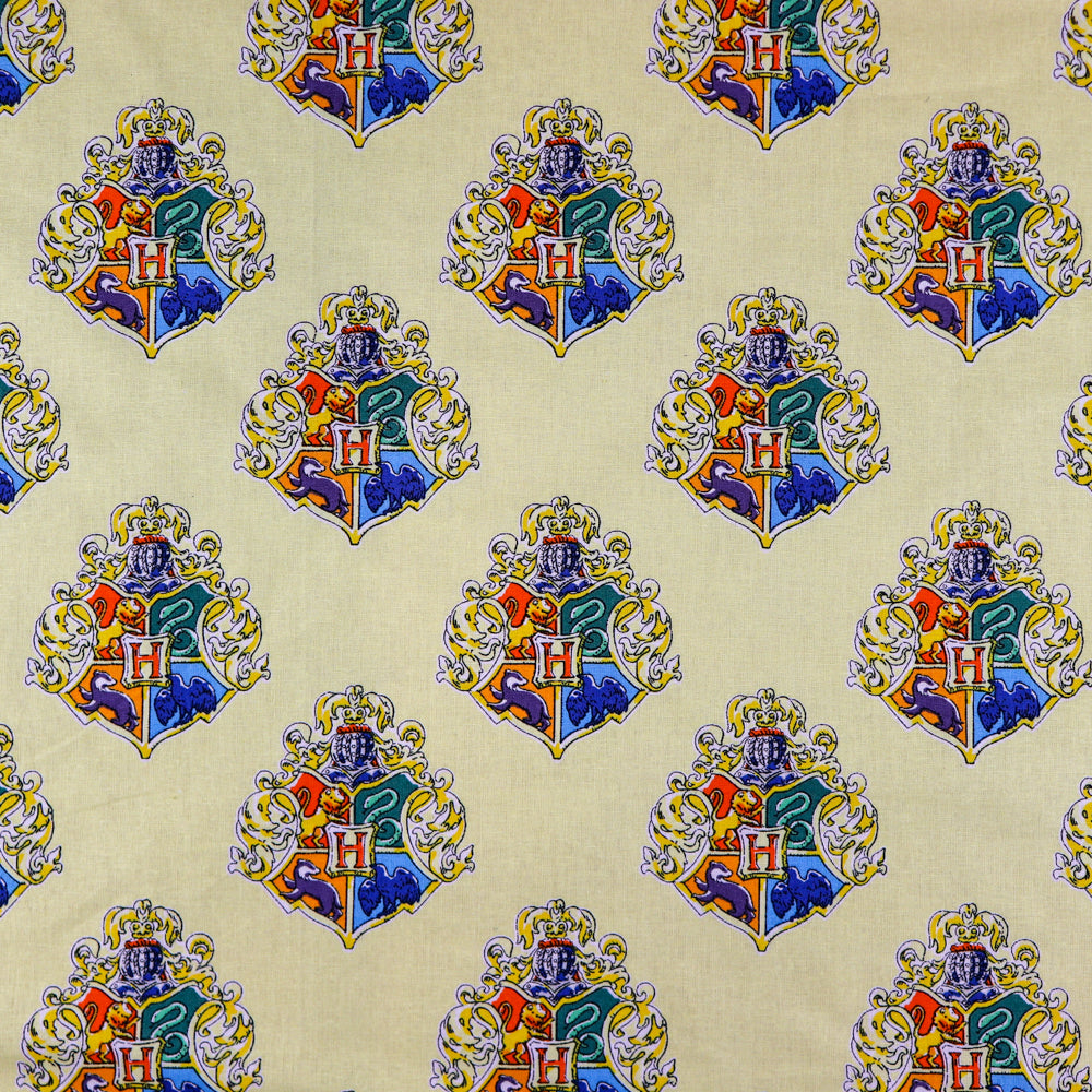 Harry Potter Hogwarts Crest Yellow Cotton Fabric 0.21 Metres