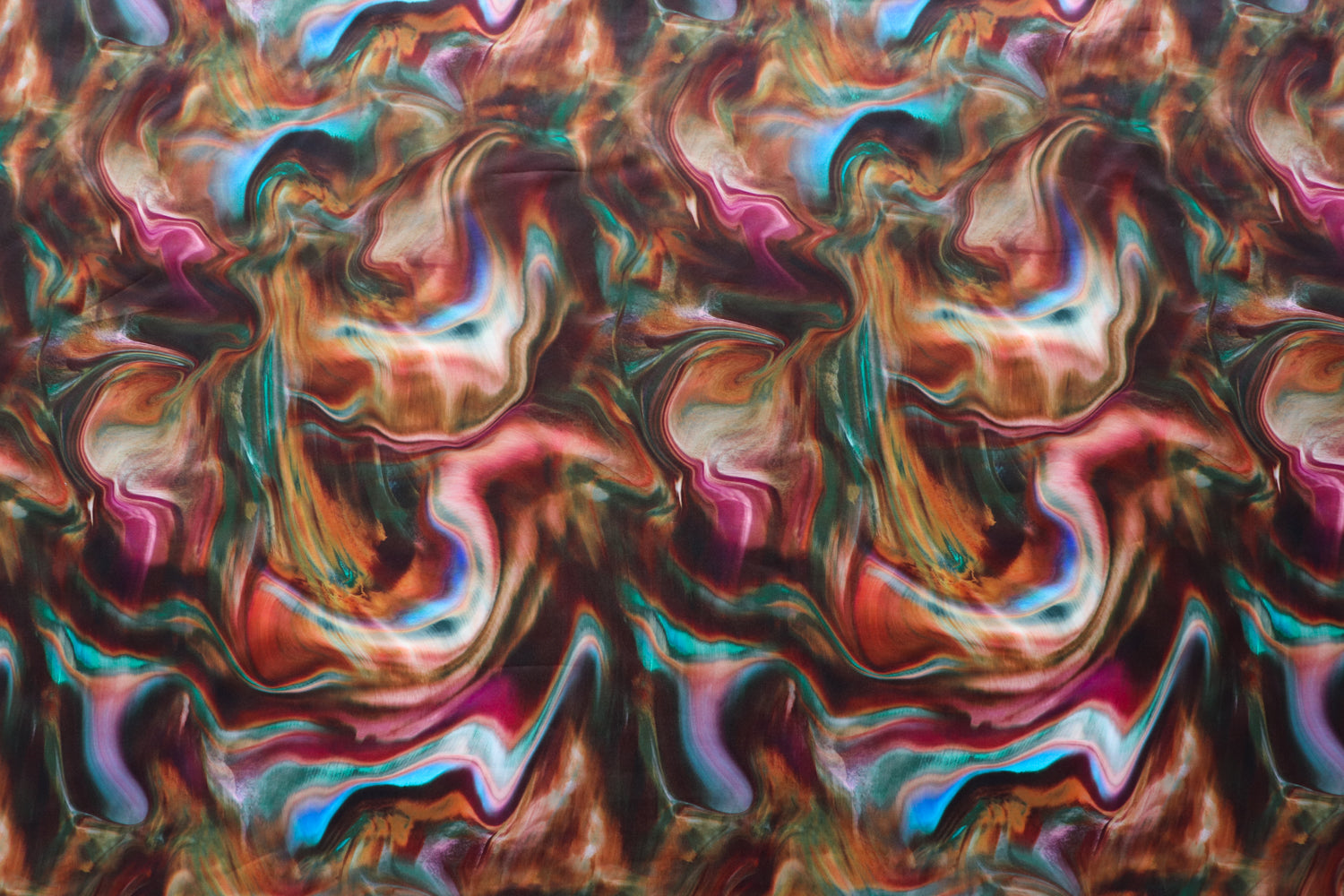 FS1215 Dynamic Swirl Tie Dye Print Scuba Stretch Knit Fabric | Fabric | Black, Blue, Brown, Colourful, drape, Fabric, fashion fabric, Green, Marble, Marble Effect, New, Nude, Orange, paint, paint strokes, Purple, Scuba, sewing, Stretchy, Swirl, Teal, tie dye | Fabric Styles