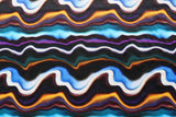 FS1211 Swirl Sensation Tie Dye Print Scuba Stretch Knit Fabric | Fabric | Black, Blue, Brown, Colourful, drape, Fabric, fashion fabric, New, Nude, paint, paint strokes, Scuba, sewing, Stretchy, tie dye, White, Yellow | Fabric Styles
