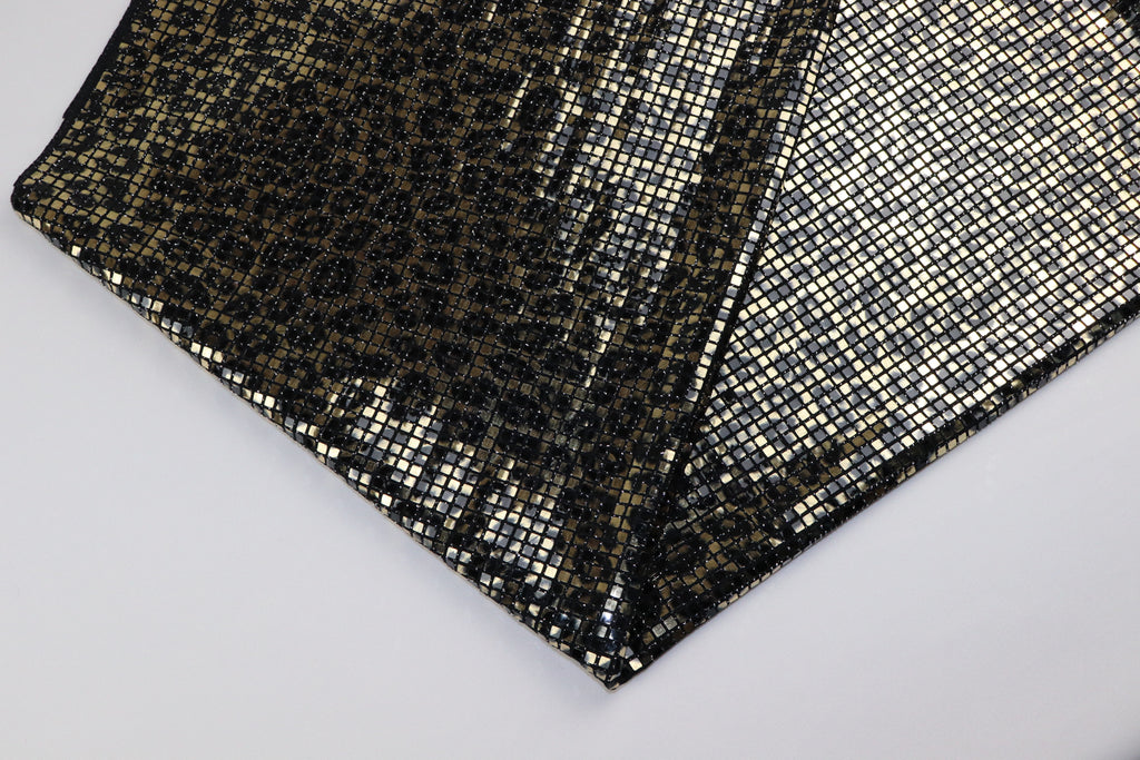 Shiny Leopard Square Sequins Lurex Nylon Stretch Fabric